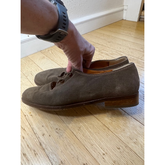 ROBERT CLERGERIE Lace-Up Cutout Flats Almond Toe Suede Women's 8 *DESIGNER* - Picture 5 of 16